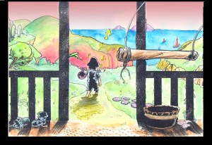 Cody the Timid Pirate Sample Page Art Copyright by J. Mardmardigan